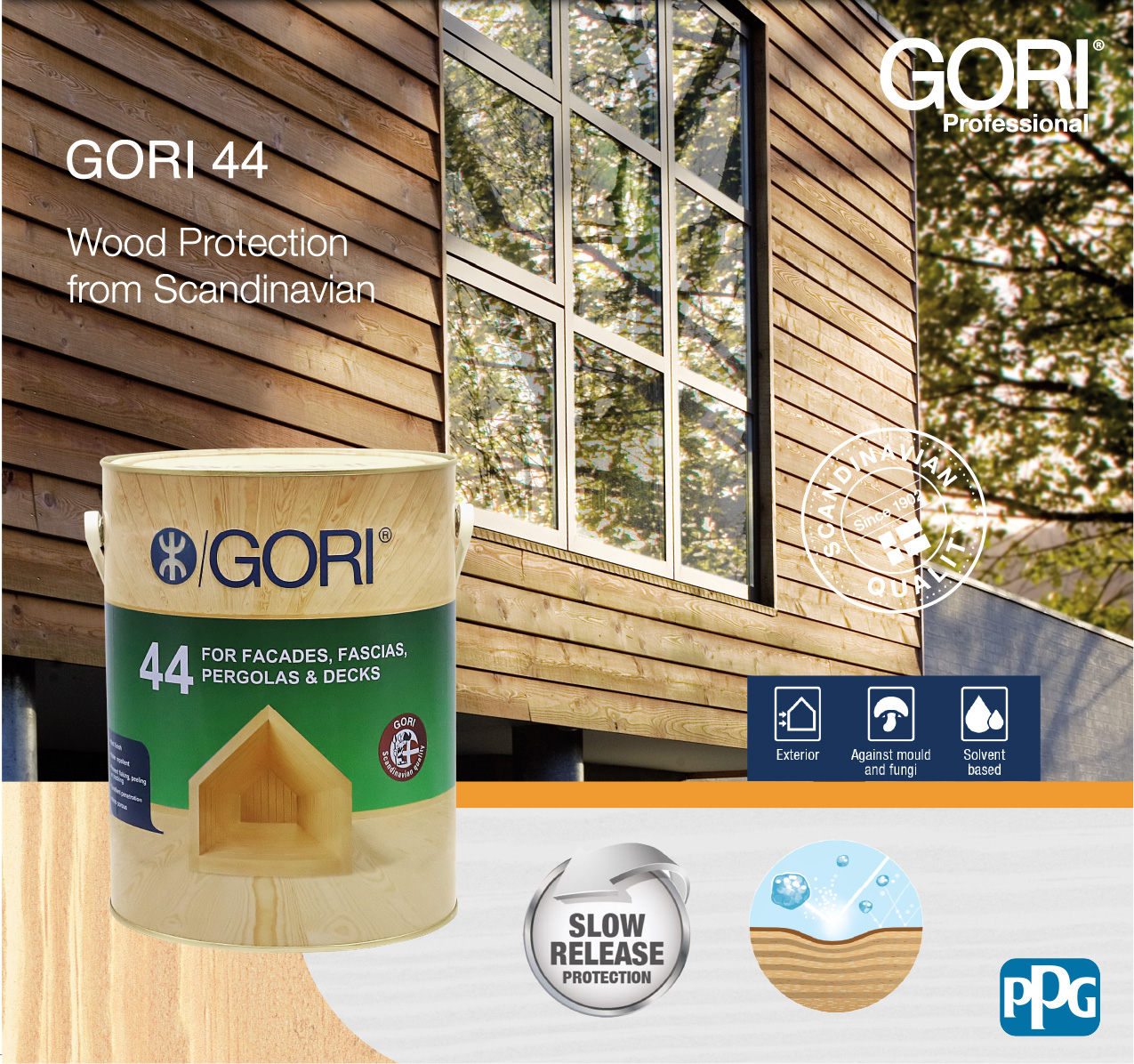 Sơn gỗ cao cấp Gori 44 Facades bảo vệ gỗ lâu hơn